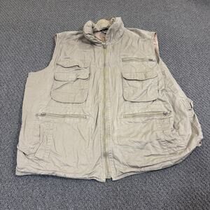 Vintage Hunting Shooting Vest Mens Tan Beige Fox Outdoors Hidden Hoodie